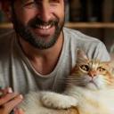 Julien Laroche avec son chat